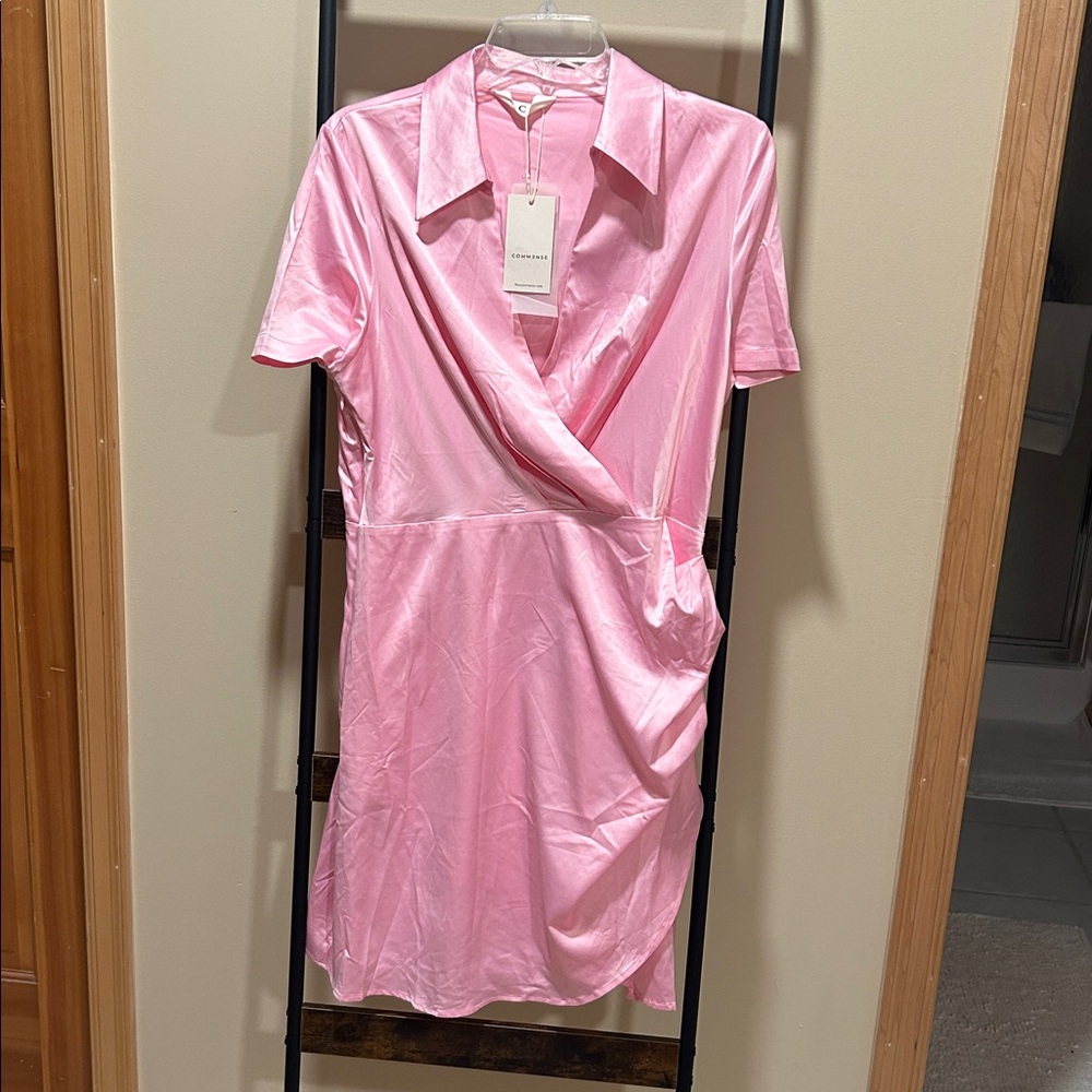 Commense Pink Satin Dress